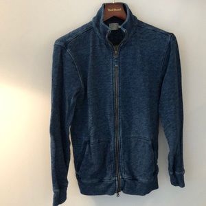Full zip indigo dyed sweatshirt